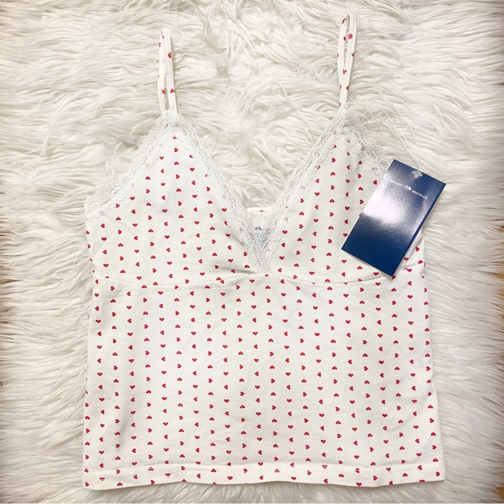 Brandy Melville Amara Hearts Lace Tank Top